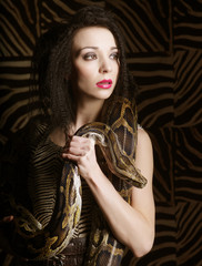 beautiful woman with a snake