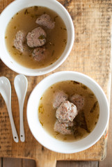 Vietnamese meatballs in broth
