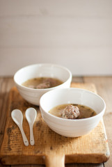 Vietnamese meatballs in broth