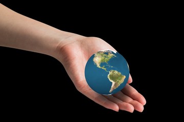 Composite image of hand presenting