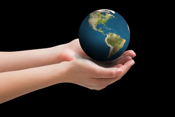 Composite image of hands presenting