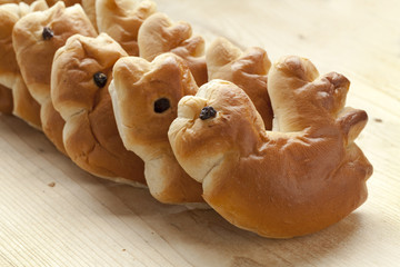 Row of traditional palm sunday rolls