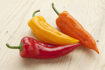 Red, yellow and orange bell peppers