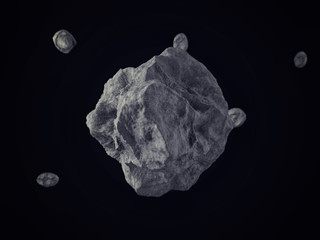 Meteorites/Rocks floating on outer space with pop up effect