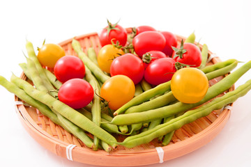 ミニトマトとサヤインゲン