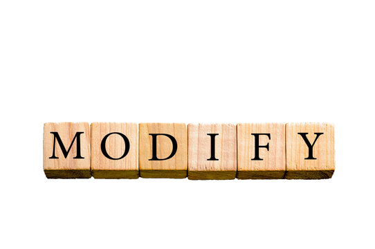 Word MODIFY isolated on white background with copy space