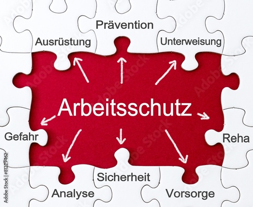 Wie Heißt Das Wichtigste Gesetz Für Arbeitssicherheit Und Gesundheitsschutz "Vorbeugung - Arbeitsschutz - Puzzles" Stockfotos und lizenzfreie