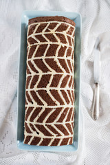 swiss roll with vanilla cream