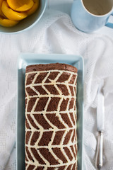 swiss roll with vanilla cream