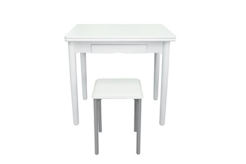 kitchen table with a stool isolated on a white background
