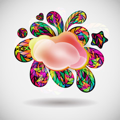 Abstract background with colorful mosaic design elements.