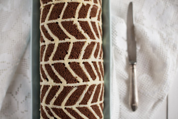 swiss roll with vanilla cream