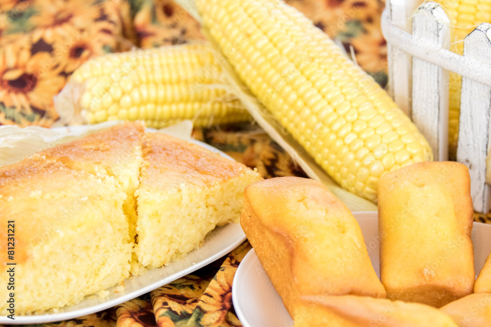 Wall mural fresh oven baked cornbread