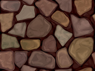 Vector seamless texture brown stones wall.