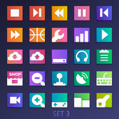 colorful flat square icons-set 3