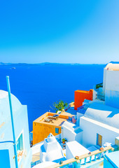 View to the sea from Oia village of Santorini island in Greece