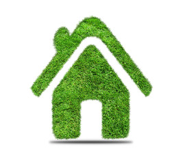 Abstract green grass house icon