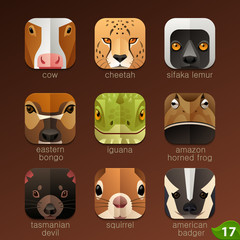 Animal faces for app icons-set 17