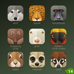 Animal faces for app icons-set 14