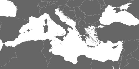 Mittelmeerstaaten in grau