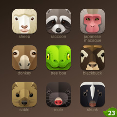 Animal faces for app icons-set 23