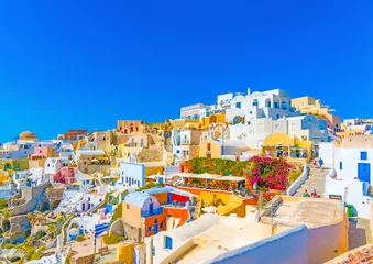 Poster Uitzicht op het dorp Oia op het eiland Santorini in Griekenland © imagIN photography
