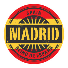 Naklejka premium Grunge rubber stamp with the text Spain, Madrid