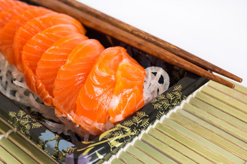 Salmon sashimi on white background -  japanese food style