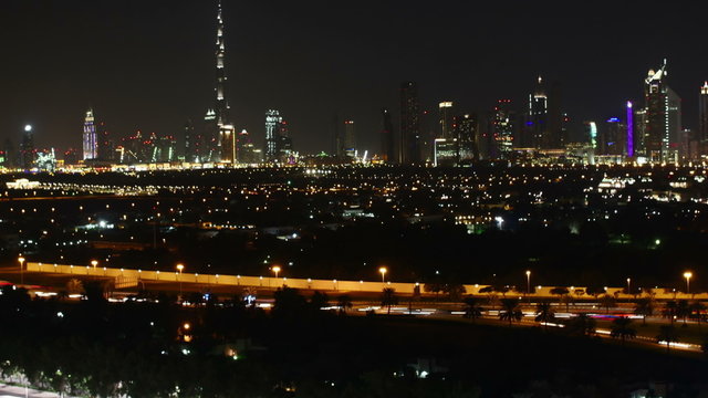 Nightlapse of Dubai Central from a rooftop