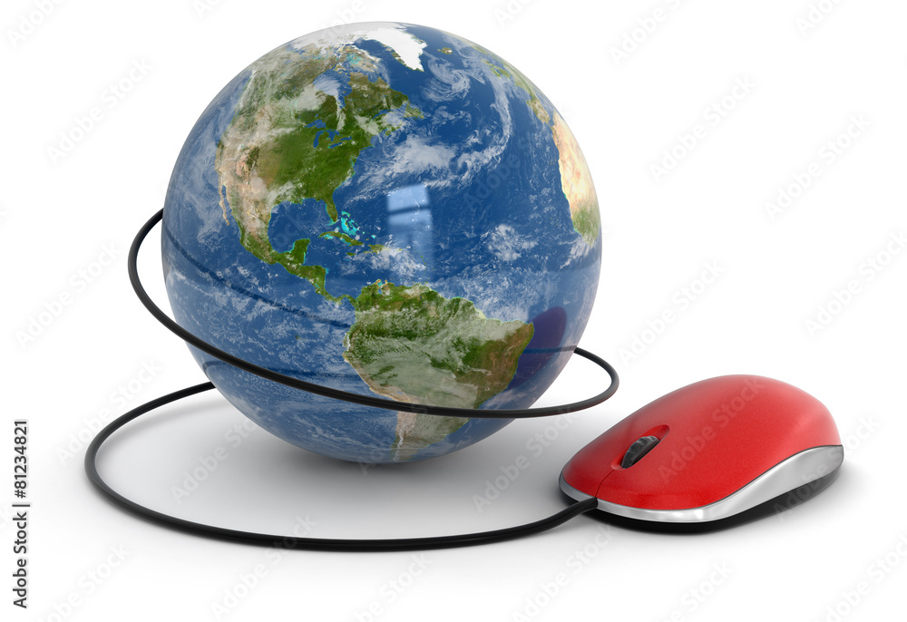 Poster globe and computer mouse (clipping path included)