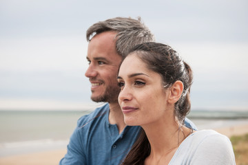 Portrait of a beautiful couple at the beach