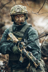 Fototapeta premium woman soldier member of ranger squad