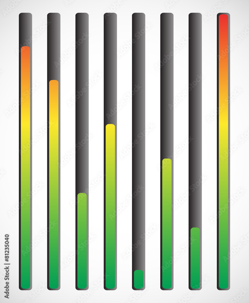 Aufkleber Vertical level indicator set with color code (Red at high level)