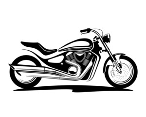 black and white illustration of a motorcycle