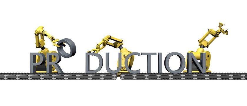 Productie van het woord "production"