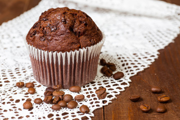 muffin chocolate with coffee