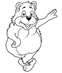 Standing Bear - Black and White Cartoon