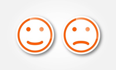 Aufkleber mit Gesichtern in Orange