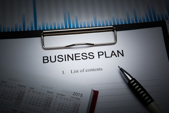 Business still life with business plan