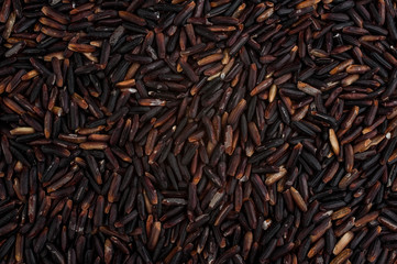 Black rice closeup texture background