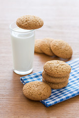 Oatmeal cookies and a glass of milk