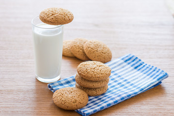 Oatmeal cookies and a glass of milk