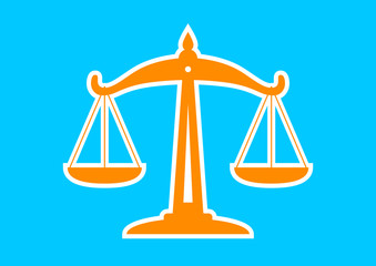 Orange scale icon on blue background