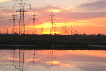 Fototapeta premium Sunset on the lake.