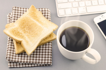 Morning coffee with breads