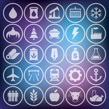 Icons set, industrial and transport pictogram