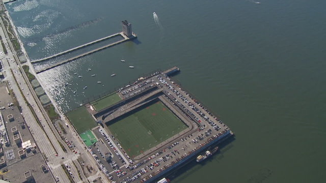 aerial view hudson and sports yard