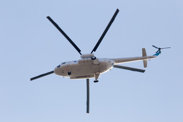 helicopter on a blue sky