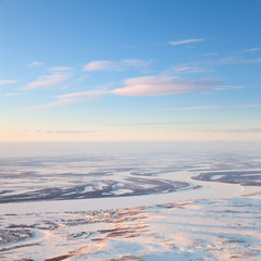 Short winter day in tundra
