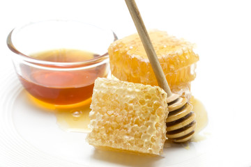 Honeycomb on white background